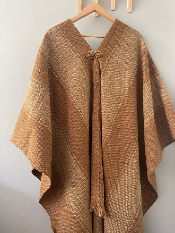 Two-tone light brown and camel poncho
