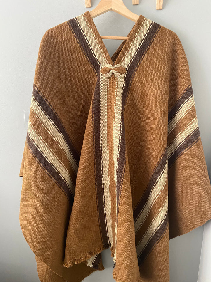 Camel Three Stripe Poncho