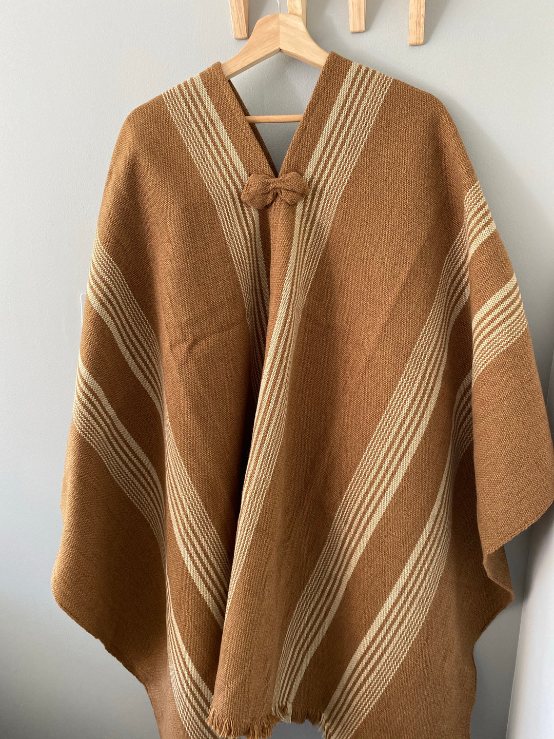 Camel Three Stripe Poncho