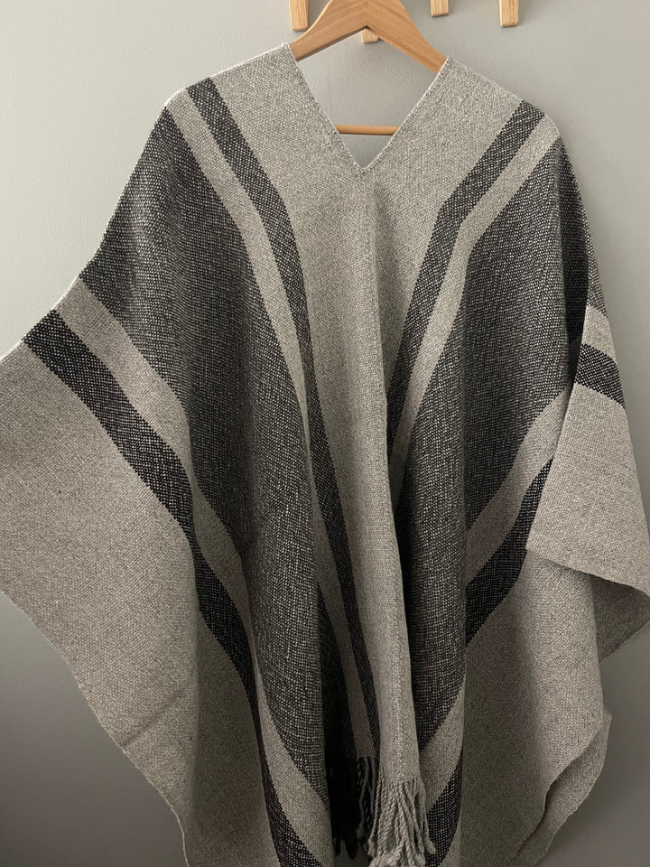 Gray Stripe Poncho
