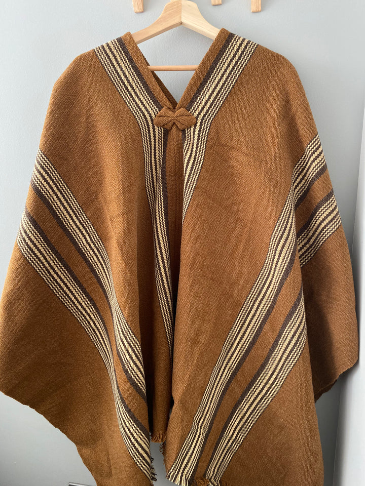 Camel Three Stripe Poncho