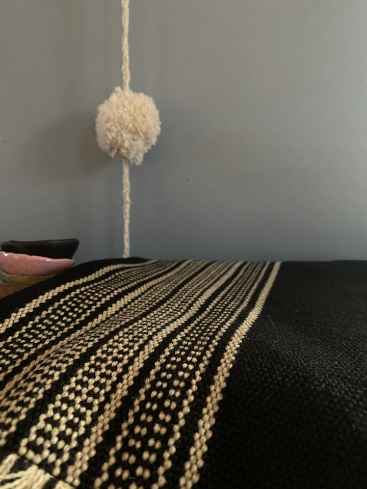 Black Blanket with Two Stripes