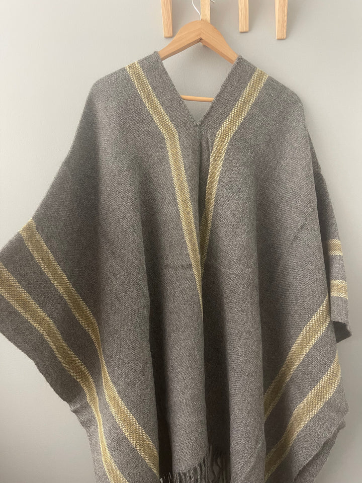 Gray Stripe Poncho