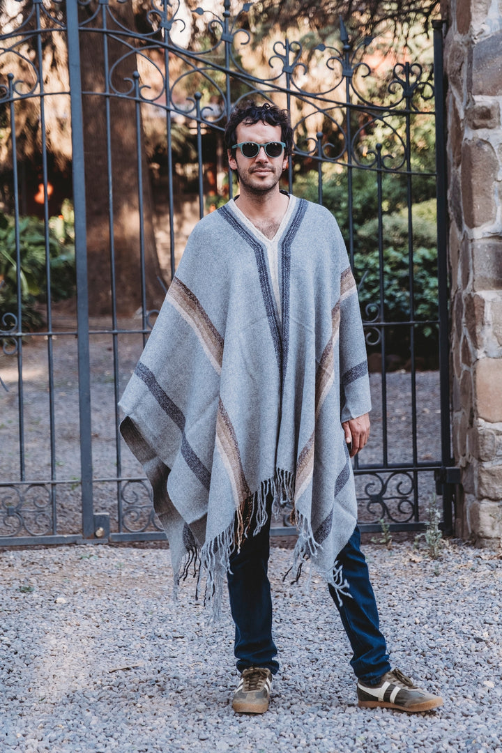 Gray Stripe Poncho