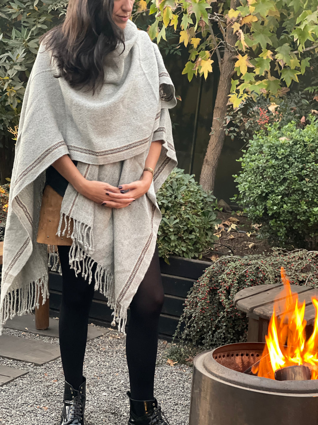 Gray Stripe Ruana