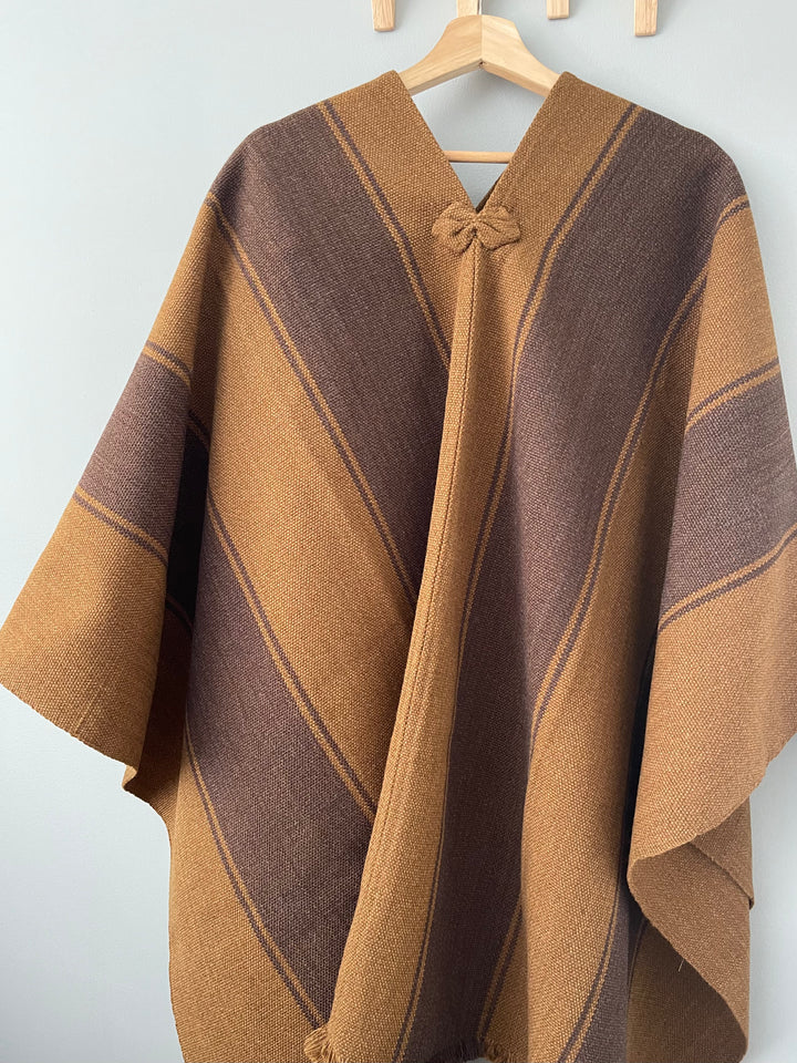 Camel and chocolate two-tone poncho