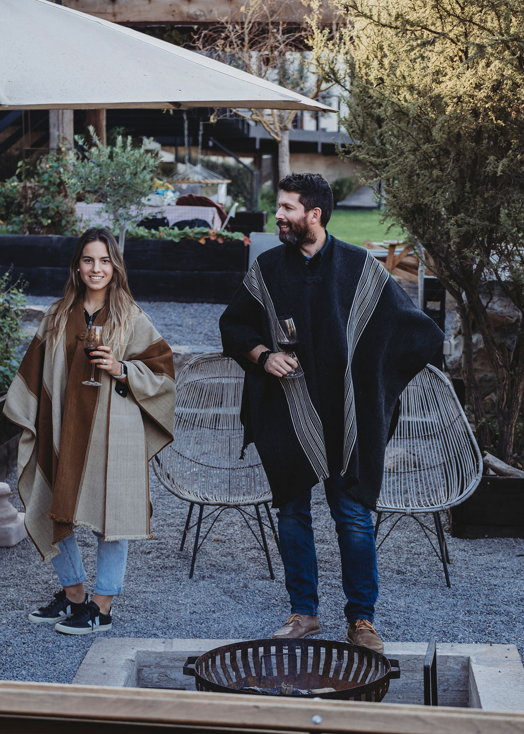 Two-stripe graphite poncho