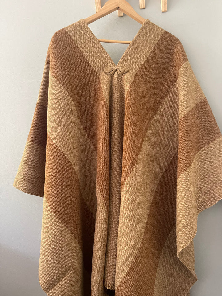 Two-tone light brown and camel poncho