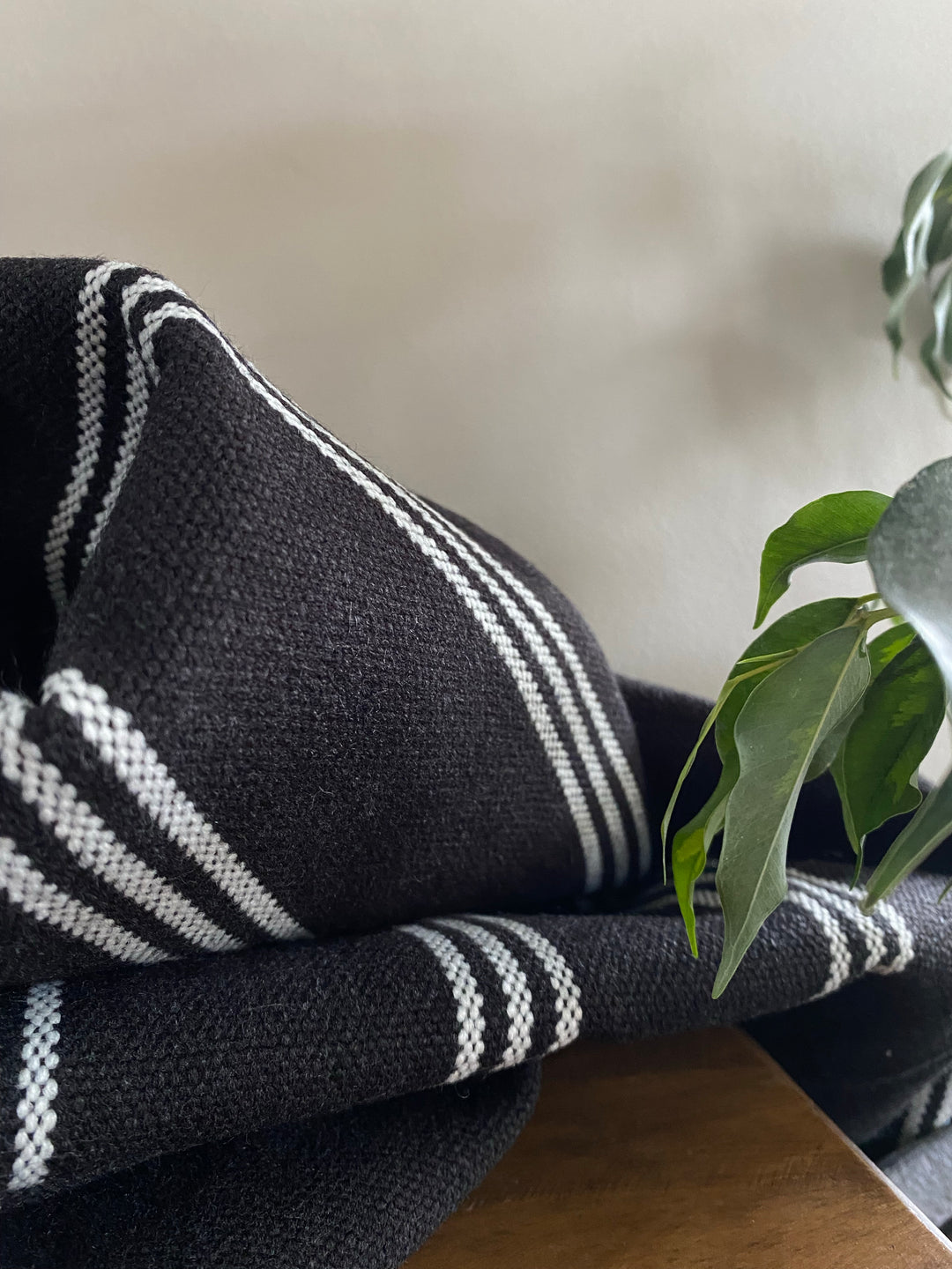 Black Blanket with Three Stripes