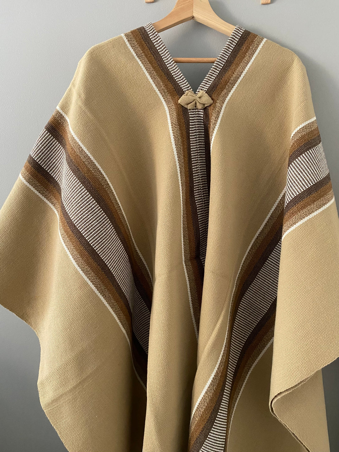Beige Three Stripe Poncho