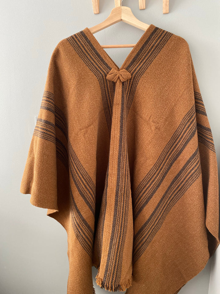 Camel Three Stripe Poncho
