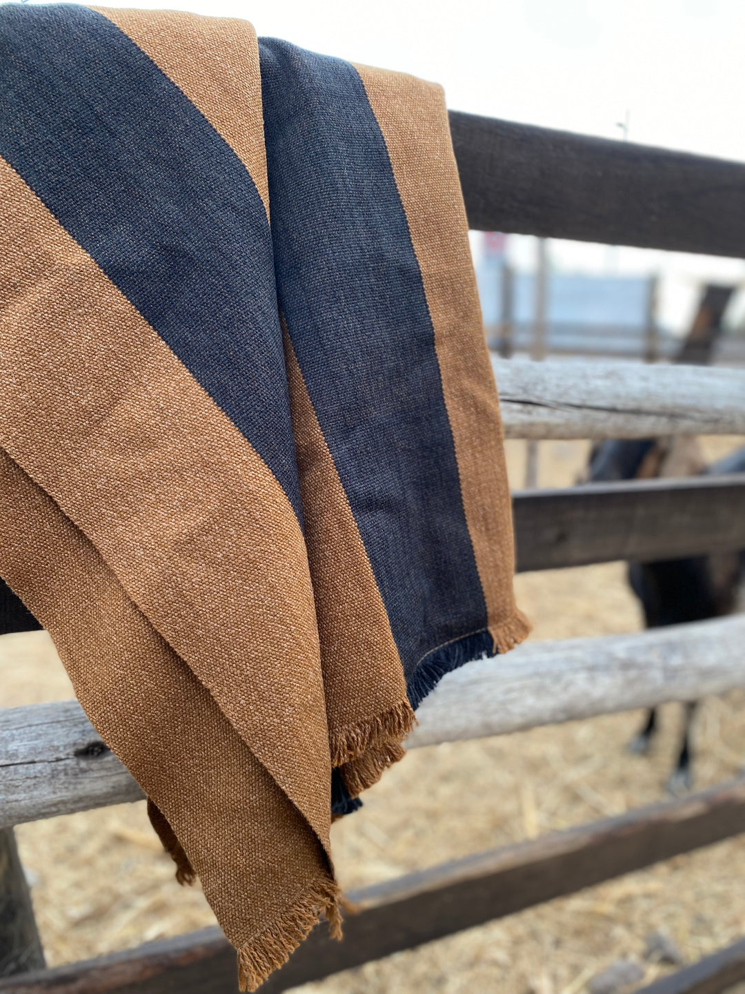 Camel and chocolate two-tone poncho